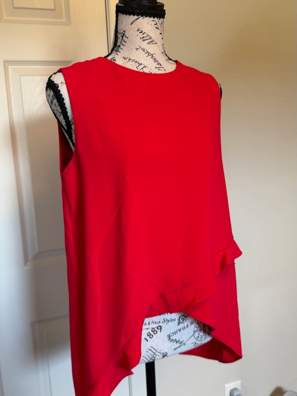 Amanda Uprichard Vibrant Red Sleeveless Top